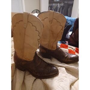 Vintage Silverado Western Boots, Sz 11 D, Cream & Brown, VERY‎ NICE, RARE!